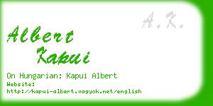 albert kapui business card